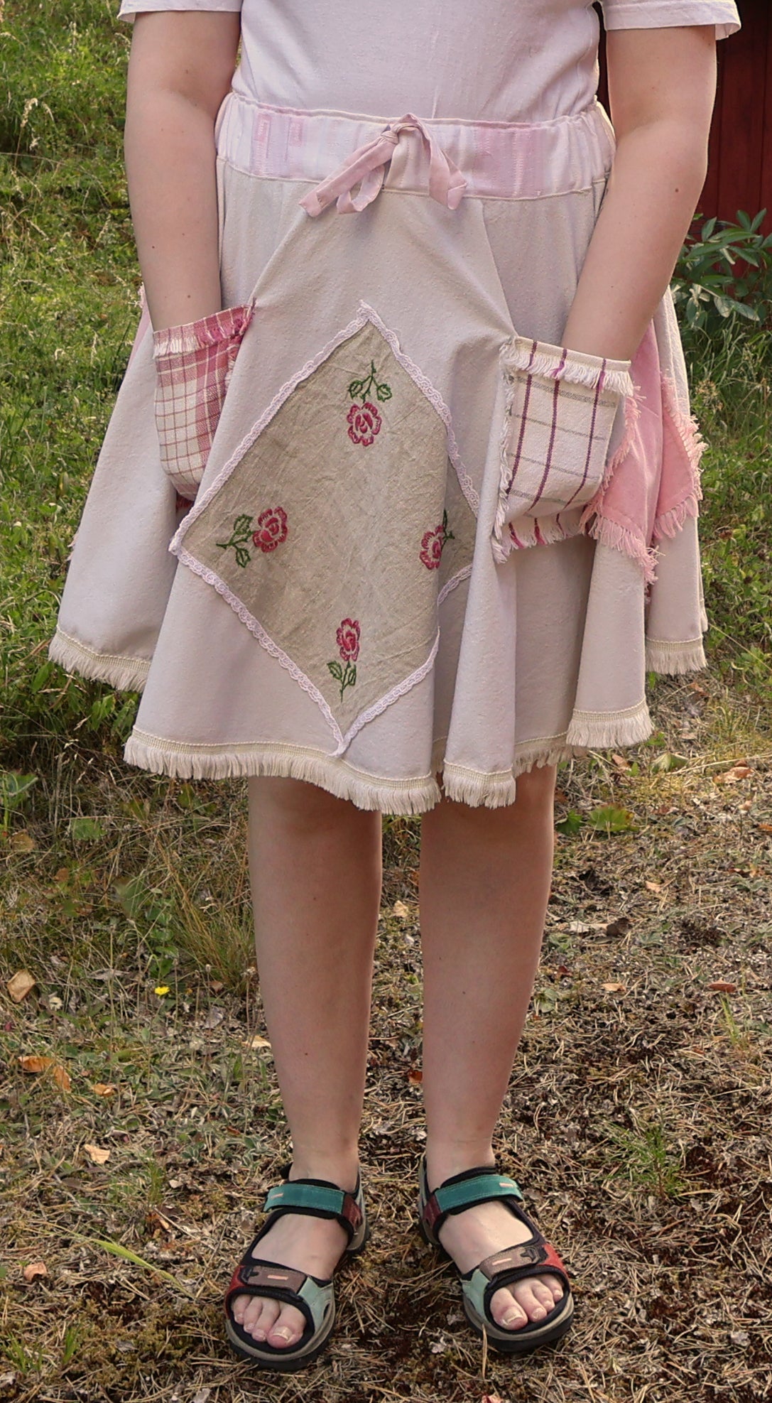 Cirkelkjol, grå-rosa